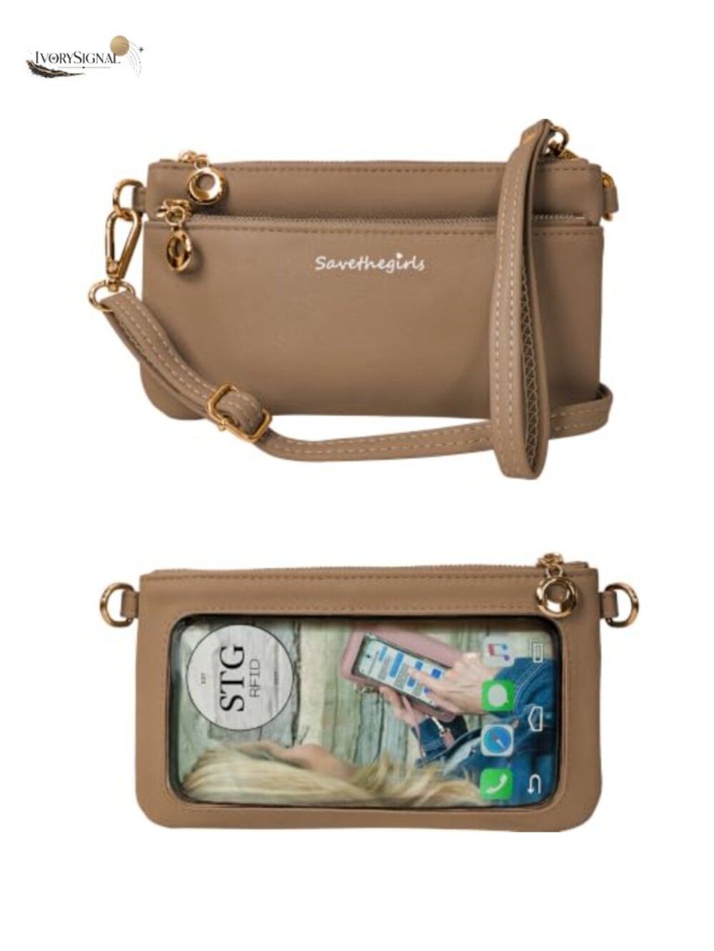 Touch Screen Crossbody Phone Purse Faux Leather Adjustable Strap